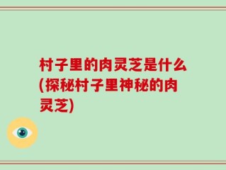 村子里的肉灵芝是什么(探秘村子里神秘的肉灵芝)