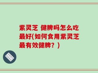 紫灵芝 健脾吗怎么吃最好(如何食用紫灵芝最有效健脾？)