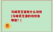 马蜂灵芝酒有什么功效(马蜂灵芝酒的功效有哪些？)