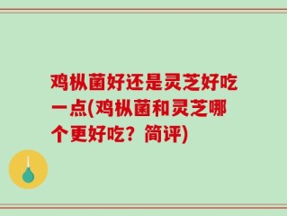 鸡枞菌好还是灵芝好吃一点(鸡枞菌和灵芝哪个更好吃？简评)