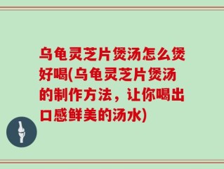 乌龟灵芝片煲汤怎么煲好喝(乌龟灵芝片煲汤的制作方法，让你喝出口感鲜美的汤水)