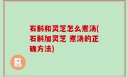 石斛和灵芝怎么煮汤(石斛加灵芝 煮汤的正确方法)