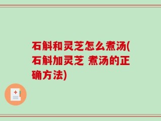 石斛和灵芝怎么煮汤(石斛加灵芝 煮汤的正确方法)