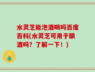 水灵芝能泡酒喝吗百度百科(水灵芝可用于酿酒吗？了解一下！)
