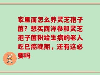 家里面怎么养灵芝孢子菌？想买西洋参和灵芝孢子菌粉给生病的老人吃已癌晚期，还有这必要吗