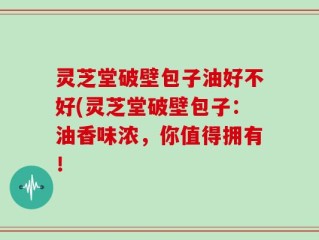 灵芝堂破壁包子油好不好(灵芝堂破壁包子：油香味浓，你值得拥有！