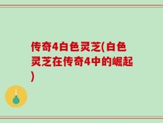 传奇4白色灵芝(白色灵芝在传奇4中的崛起)