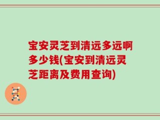 宝安灵芝到清远多远啊多少钱(宝安到清远灵芝距离及费用查询)