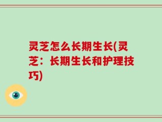 灵芝怎么长期生长(灵芝：长期生长和护理技巧)