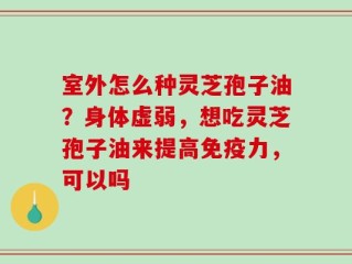 室外怎么种灵芝孢子油？身体虚弱，想吃灵芝孢子油来提高免疫力，可以吗