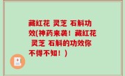藏红花 灵芝 石斛功效(神药来袭！藏红花 灵芝 石斛的功效你不得不知！)