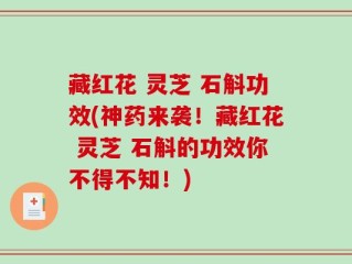 藏红花 灵芝 石斛功效(神药来袭！藏红花 灵芝 石斛的功效你不得不知！)
