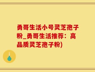勇哥生活小号灵芝孢子粉_勇哥生活推荐：高品质灵芝孢子粉)