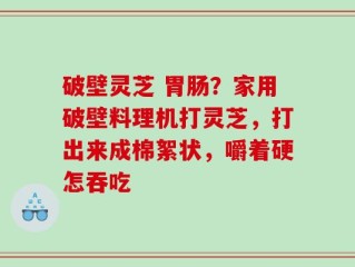 破壁灵芝 胃肠？家用破壁料理机打灵芝，打出来成棉絮状，嚼着硬怎吞吃