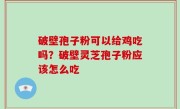 破壁孢子粉可以给鸡吃吗？破壁灵芝孢子粉应该怎么吃