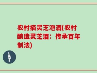 农村摘灵芝泡酒(农村酿造灵芝酒：传承百年制法)