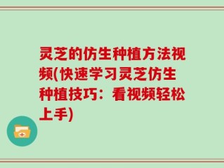 灵芝的仿生种植方法视频(快速学习灵芝仿生种植技巧：看视频轻松上手)