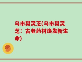 乌市樊灵芝(乌市樊灵芝：古老药材焕发新生命)