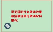 灵芝搭配什么煲汤效果最佳最佳灵芝煲汤配料推荐)