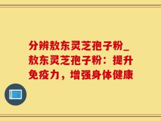 分辨敖东灵芝孢子粉_敖东灵芝孢子粉：提升免疫力，增强身体健康