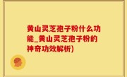 黄山灵芝孢子粉什么功能_黄山灵芝孢子粉的神奇功效解析)