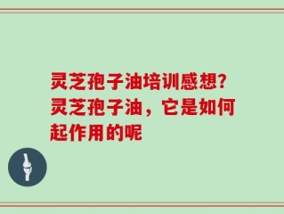 灵芝孢子油培训感想？灵芝孢子油，它是如何起作用的呢
