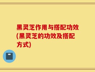 黑灵芝作用与搭配功效(黑灵芝的功效及搭配方式)