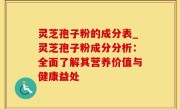 灵芝孢子粉的成分表_灵芝孢子粉成分分析：全面了解其营养价值与健康益处