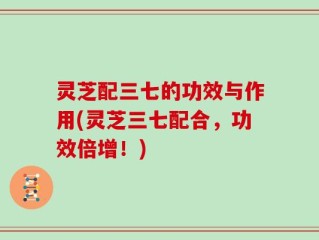 灵芝配三七的功效与作用(灵芝三七配合，功效倍增！)