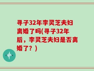 寻子32年李灵芝夫妇离婚了吗(寻子32年后，李灵芝夫妇是否离婚了？)