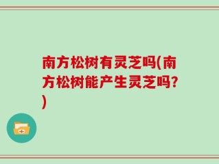 南方松树有灵芝吗(南方松树能产生灵芝吗？)