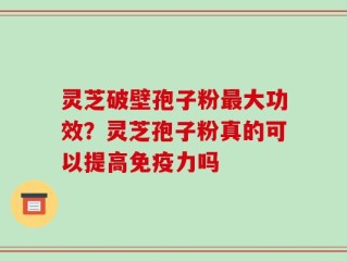 灵芝破壁孢子粉最大功效？灵芝孢子粉真的可以提高免疫力吗