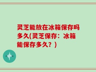 灵芝能放在冰箱保存吗多久(灵芝保存：冰箱能保存多久？)