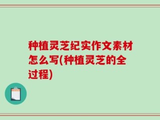 种植灵芝纪实作文素材怎么写(种植灵芝的全过程)