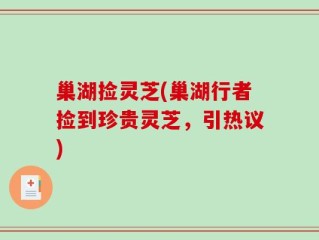 巢湖捡灵芝(巢湖行者捡到珍贵灵芝，引热议)