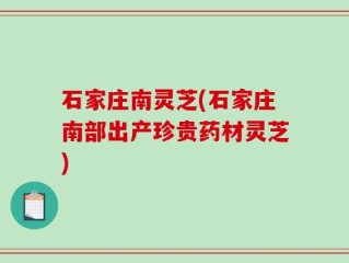 石家庄南灵芝(石家庄南部出产珍贵药材灵芝)