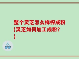 整个灵芝怎么样榨成粉(灵芝如何加工成粉？)