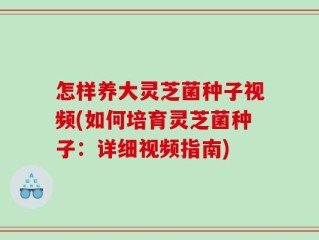 怎样养大灵芝菌种子视频(如何培育灵芝菌种子：详细视频指南)