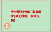 专业灵芝种植厂家有哪些(灵芝种植厂家排行榜)