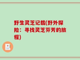 野生灵芝记载(野外探险：寻找灵芝芬芳的旅程)