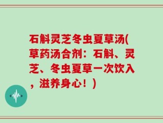 石斛灵芝冬虫夏草汤(草药汤合剂：石斛、灵芝、冬虫夏草一次饮入，滋养身心！)