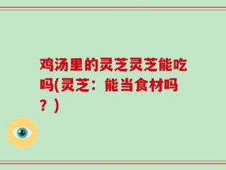 鸡汤里的灵芝灵芝能吃吗(灵芝：能当食材吗？)