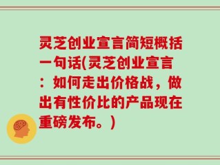 灵芝创业宣言简短概括一句话(灵芝创业宣言：如何走出价格战，做出有性价比的产品现在重磅发布。)
