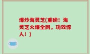 爆炒海灵芝(重磅！海灵芝火爆全网，功效惊人！)