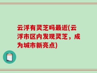 云浮有灵芝吗最近(云浮市区内发现灵芝，成为城市新亮点)