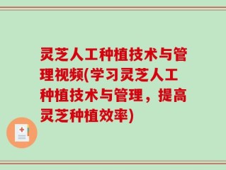 灵芝人工种植技术与管理视频(学习灵芝人工种植技术与管理，提高灵芝种植效率)