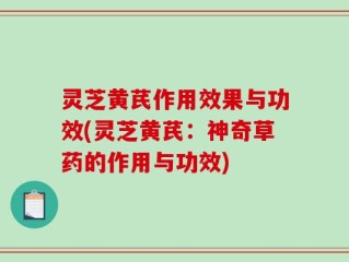 灵芝黄芪作用效果与功效(灵芝黄芪：神奇草药的作用与功效)