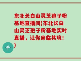 东北长白山灵芝孢子粉基地直播间(东北长白山灵芝孢子粉基地实时直播，让你身临其境！)