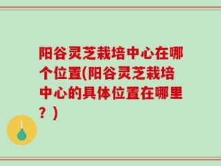 阳谷灵芝栽培中心在哪个位置(阳谷灵芝栽培中心的具体位置在哪里？)