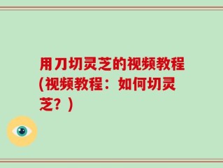 用刀切灵芝的视频教程(视频教程：如何切灵芝？)